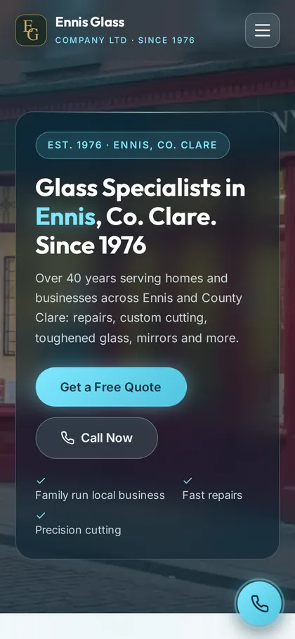 Ennis Glass Company on a phone