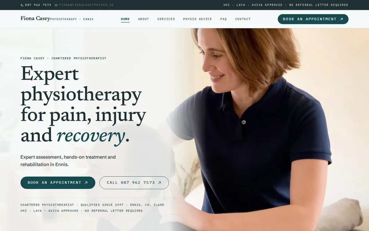 Fiona Casey Physiotherapy website