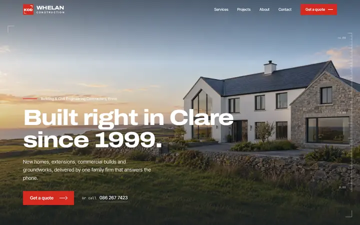 The K&D Whelan Construction website